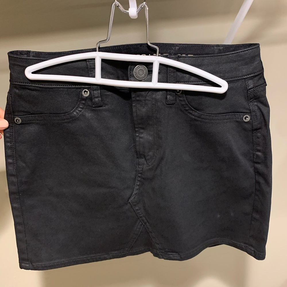 AE Black Leather Skirt